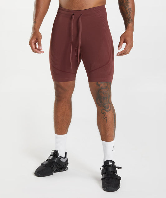 Gymshark 315 Seamless 1/2 Shorts - Cherry Brown/Athletic Maroon