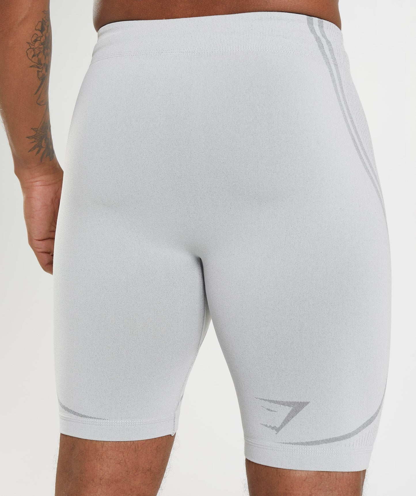 Gymshark 315 Seamless 1/2 Shorts - Light Grey/Charcoal Grey