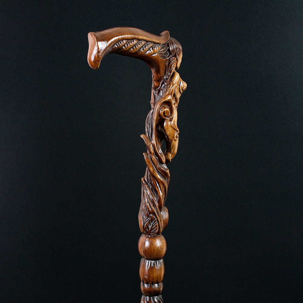 Forest fairy (dark) Artisan Intricate Handcarved Cane