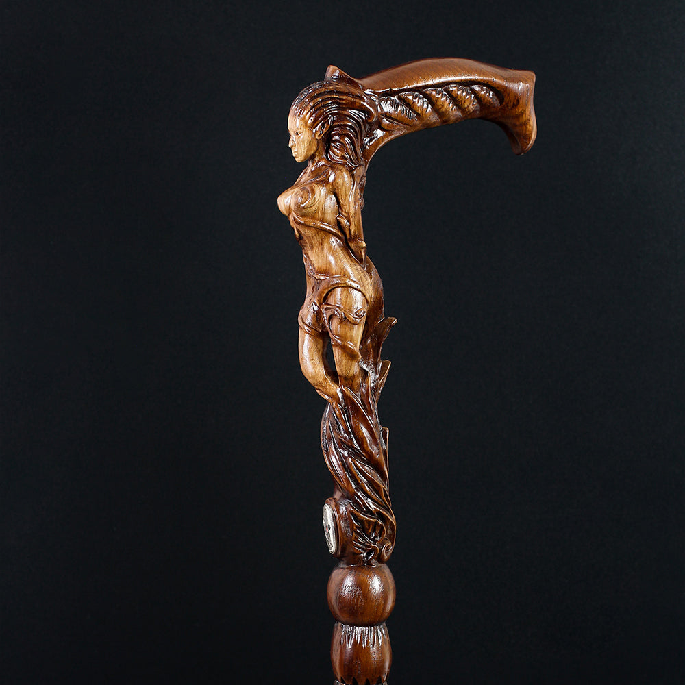 Forest fairy (dark) Artisan Intricate Handcarved Cane