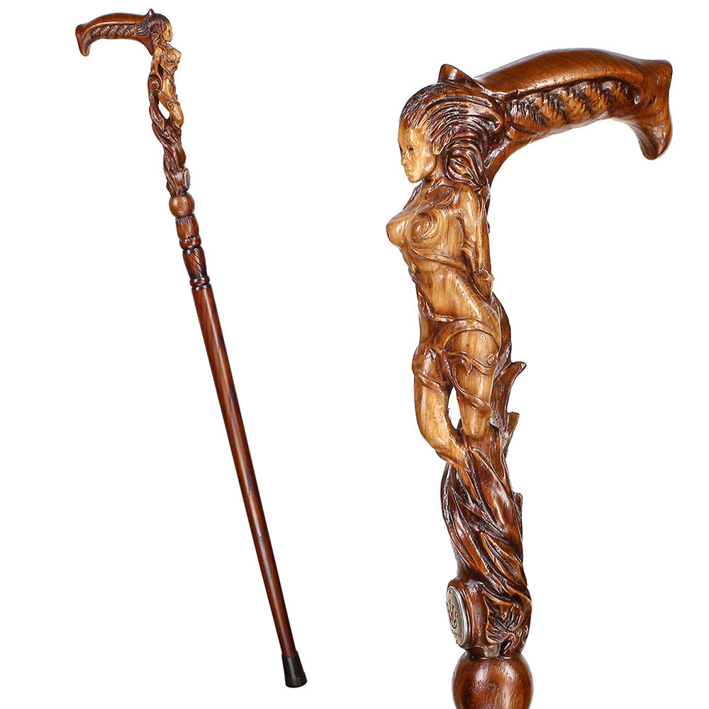 Forest fairy (dark) Artisan Intricate Handcarved Cane