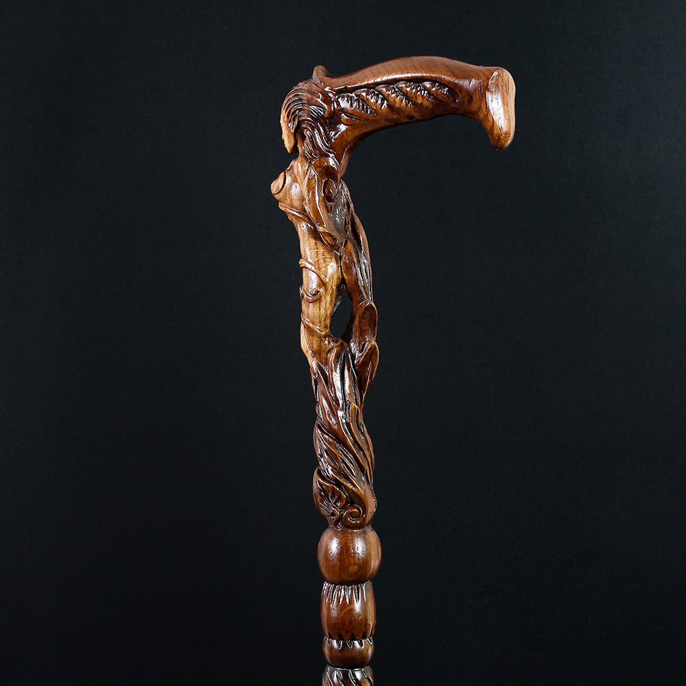 Forest fairy (dark) Artisan Intricate Handcarved Cane