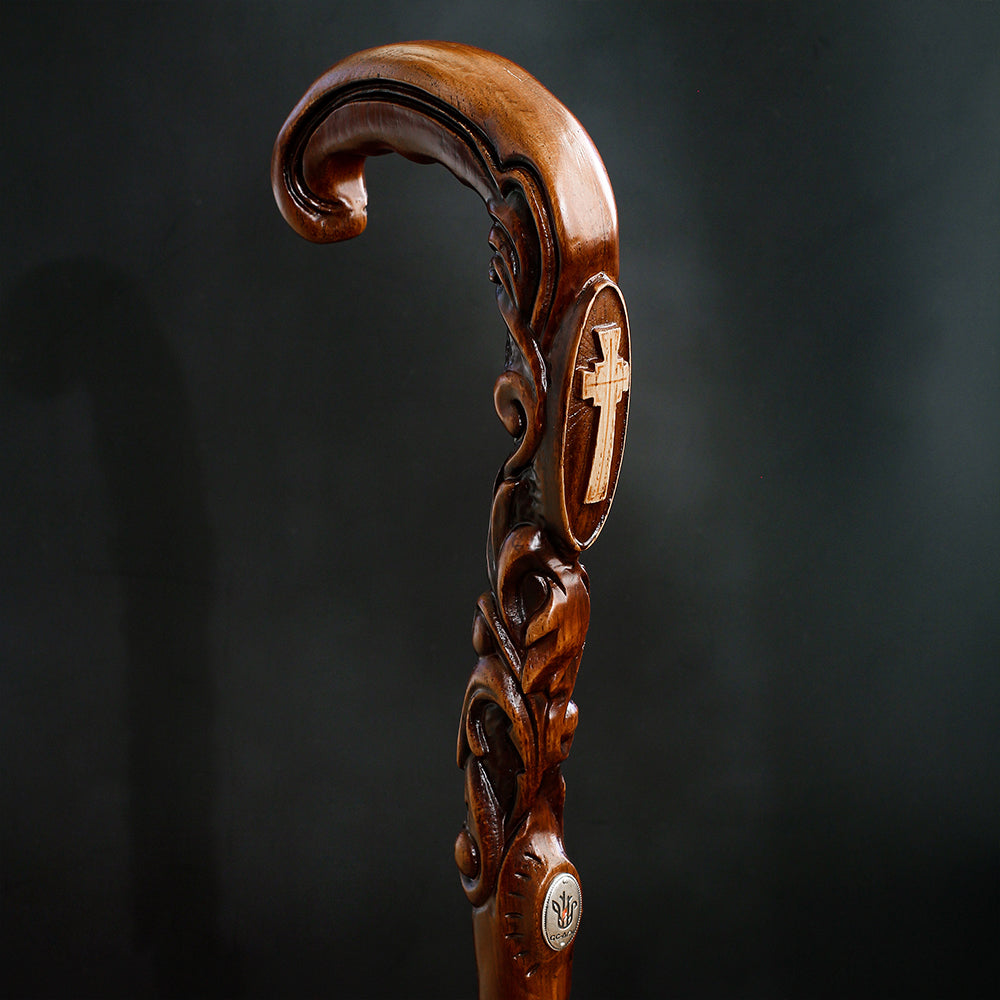 Pilgrims cane - Christian Cross Artisan Intricate Handcarved Cane