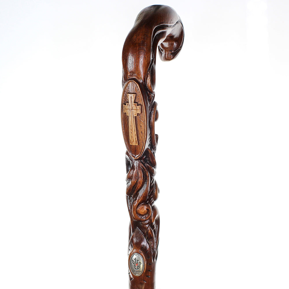 Pilgrims cane - Christian Cross Artisan Intricate Handcarved Cane