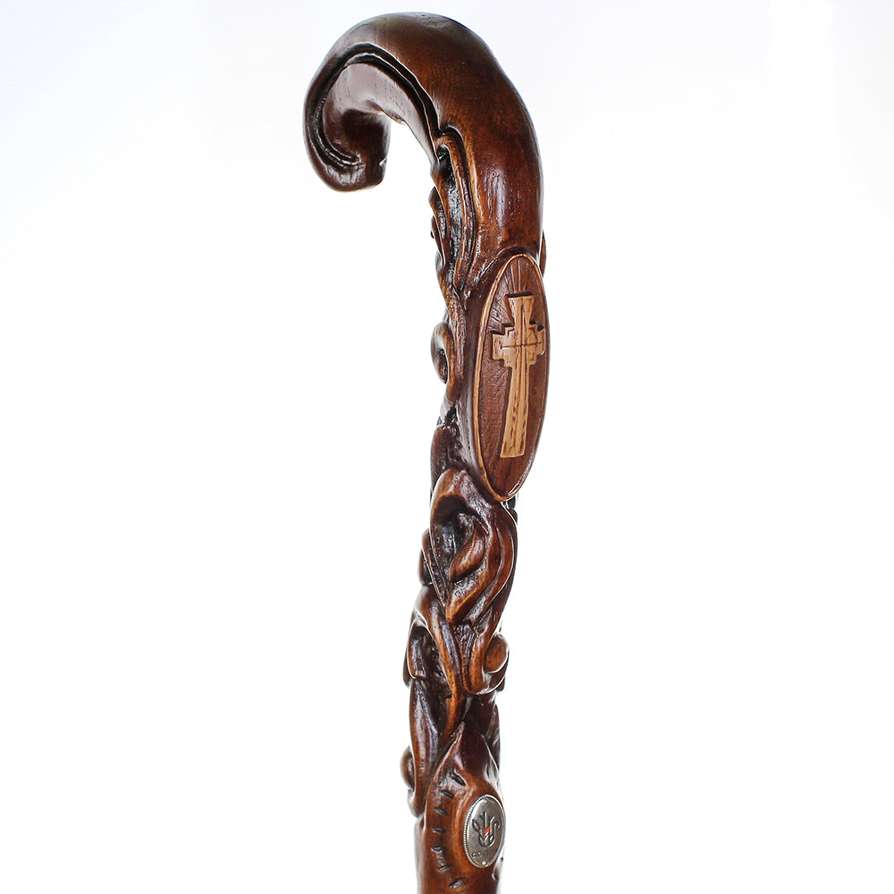 Pilgrims cane - Christian Cross Artisan Intricate Handcarved Cane