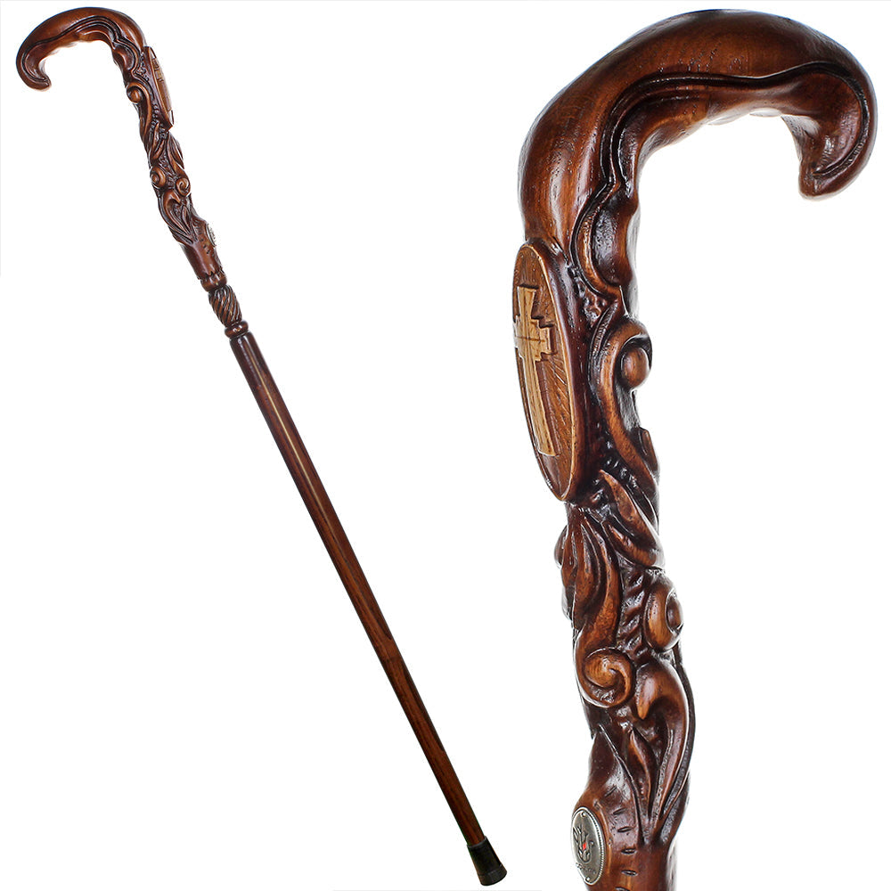 Pilgrims cane - Christian Cross Artisan Intricate Handcarved Cane