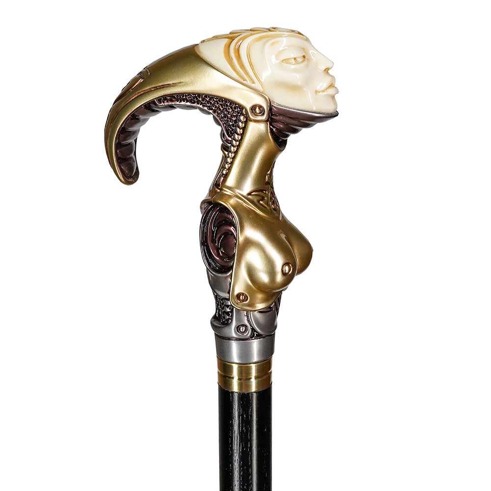 Space Female Alien Artisan Intricate Handcarved Cane