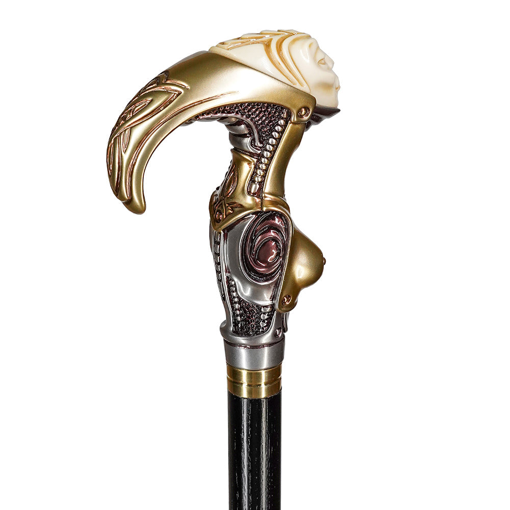 Space Female Alien Artisan Intricate Handcarved Cane