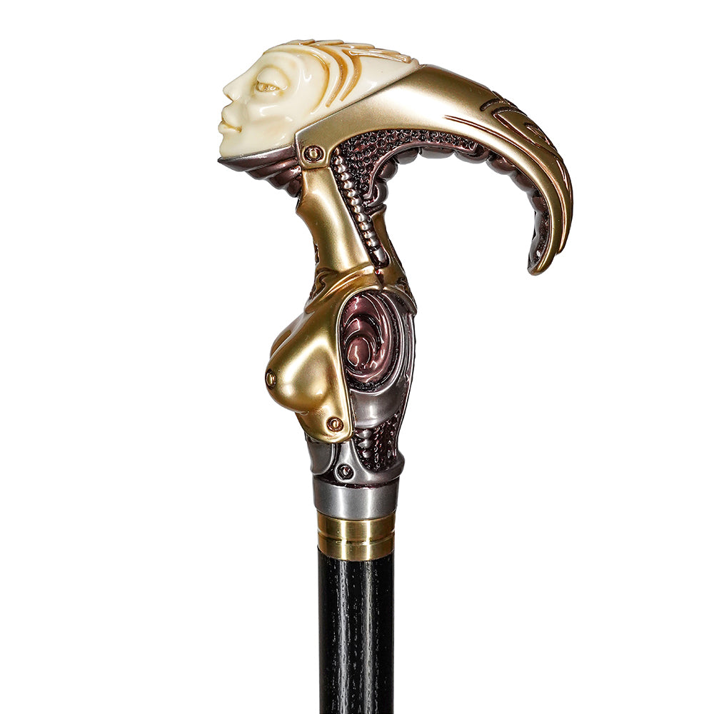 Space Female Alien Artisan Intricate Handcarved Cane