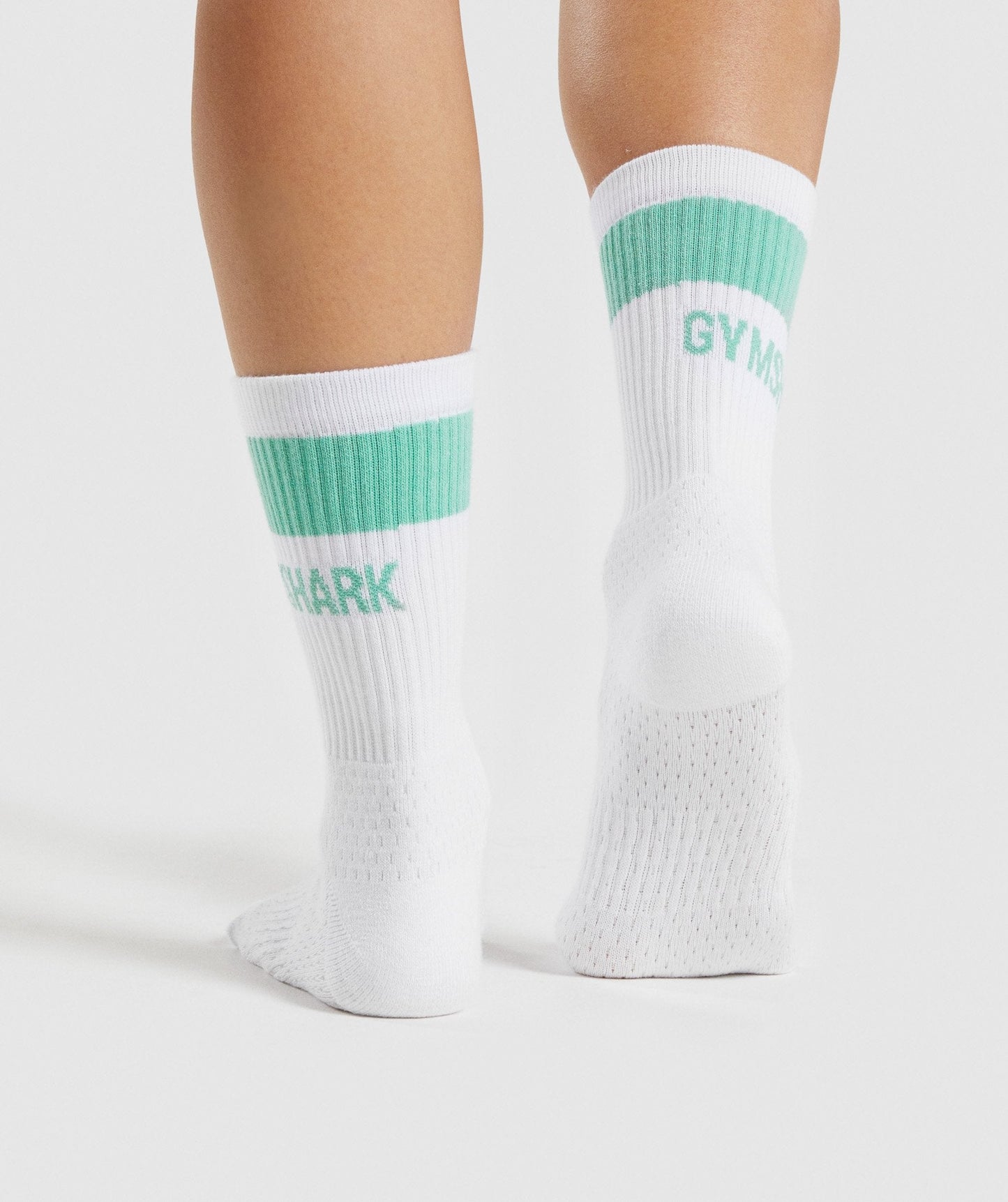 Gymshark Premium Logo Crew Socks 1pk - White/Light Green