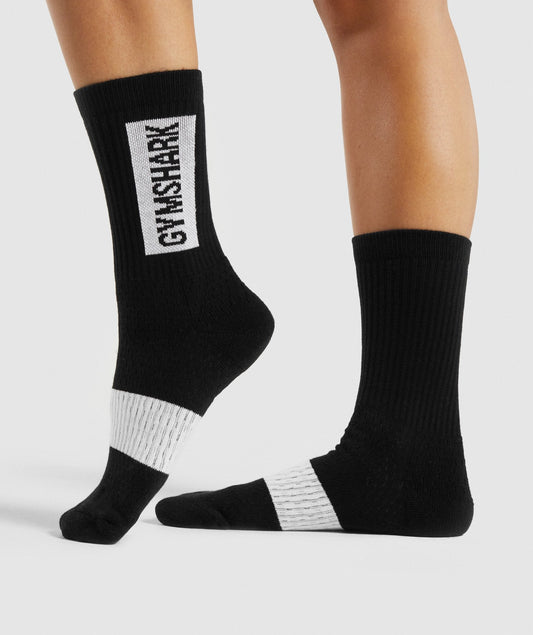 Gymshark Premium Logo Crew Socks (1pk) - Black