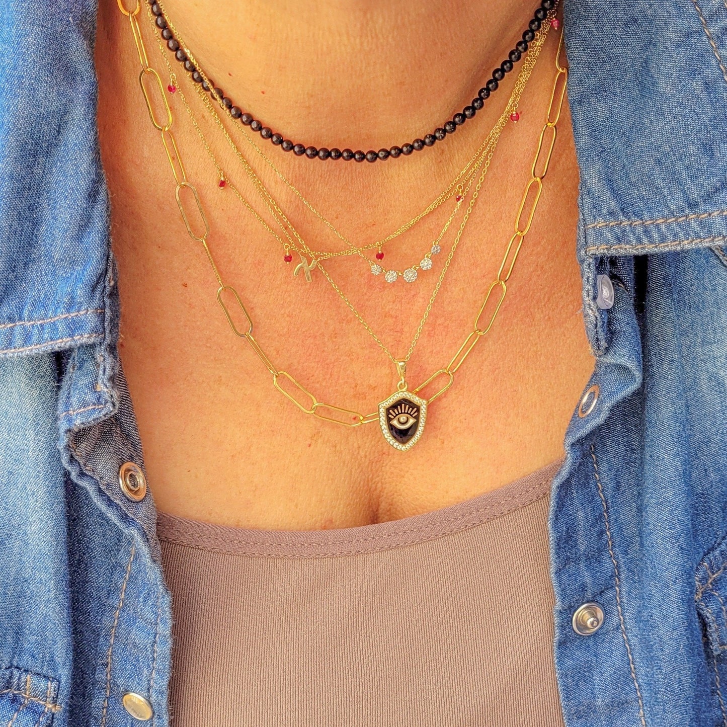 Perlen Edelstein Halskette