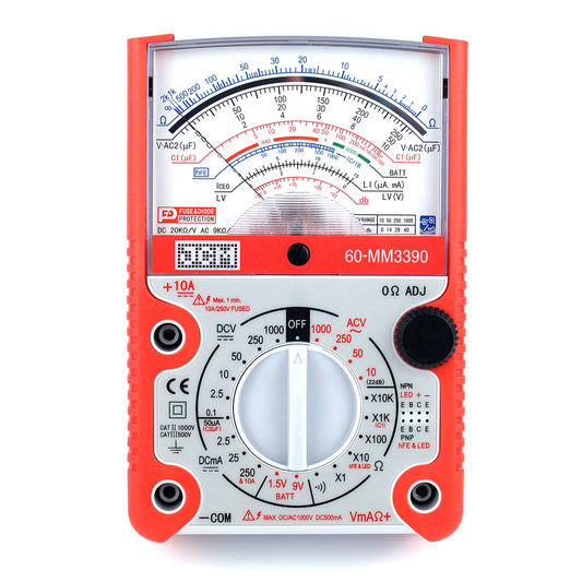 60-MM3390 Analog multimeter w/red case