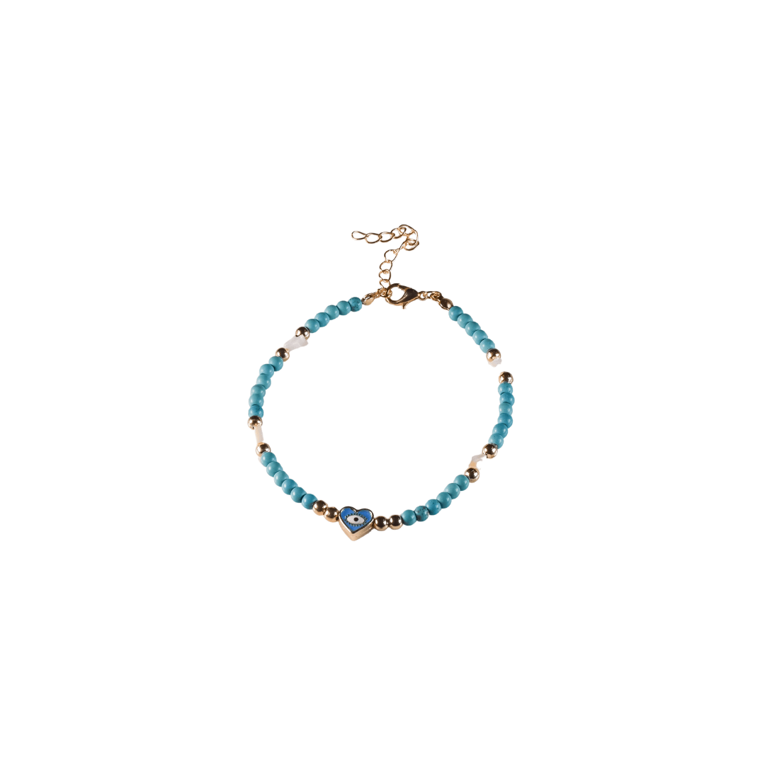 Turkuaz Heart Anklet