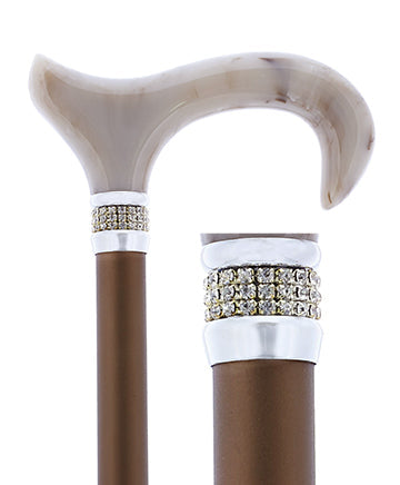 Scratch & Dent Champagne Pearlz Adjustable Cane w/ Rhinestone Collar V1685