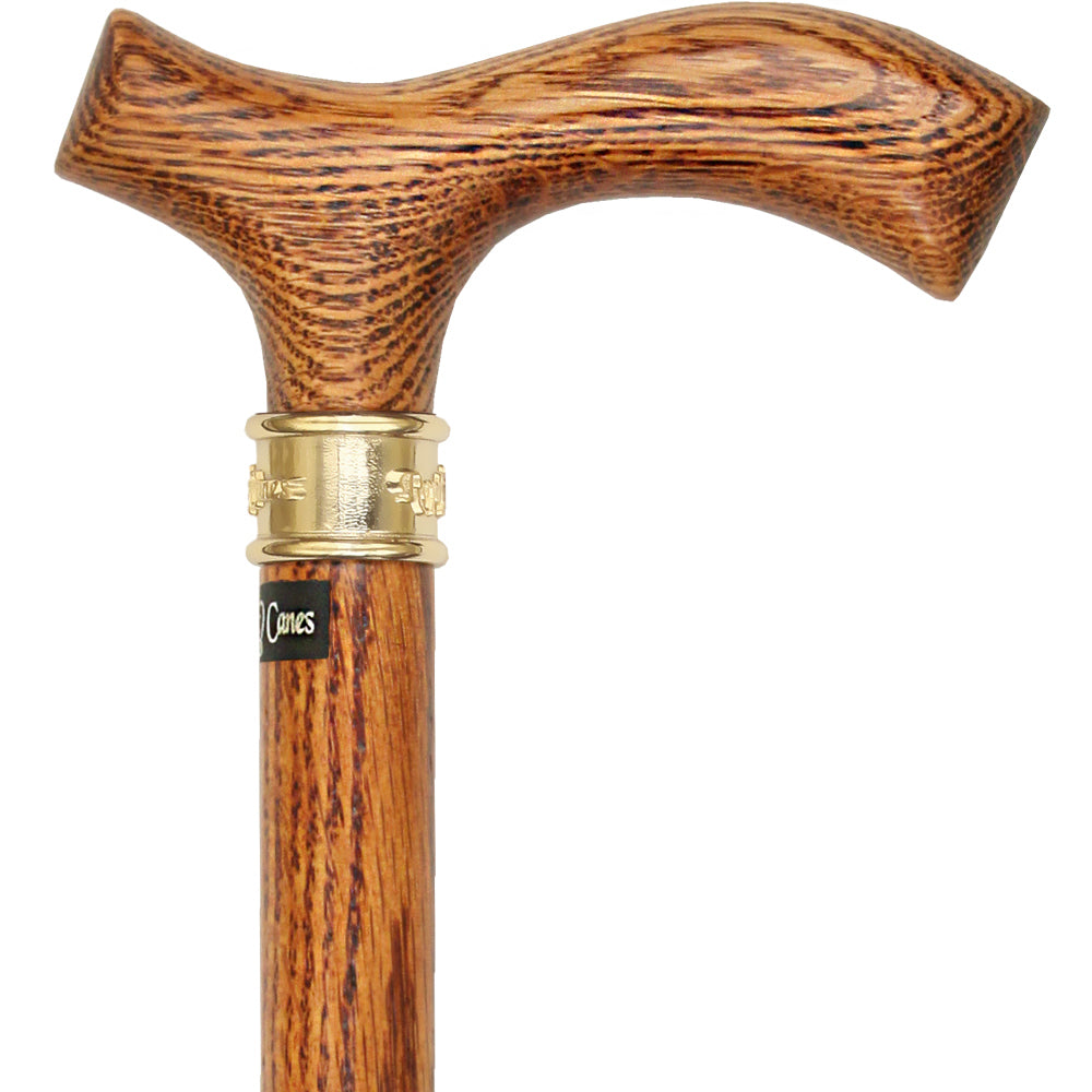 Scratch & Dent Genuine Fritz Oak Walking Cane w/ Brass Collar V1490