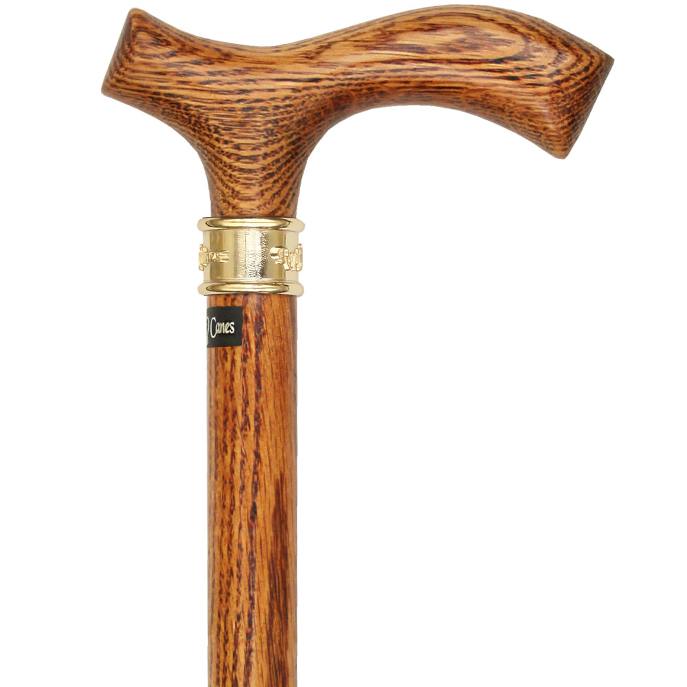 Scratch & Dent Genuine Fritz Oak Walking Cane w/ Brass Collar V1490