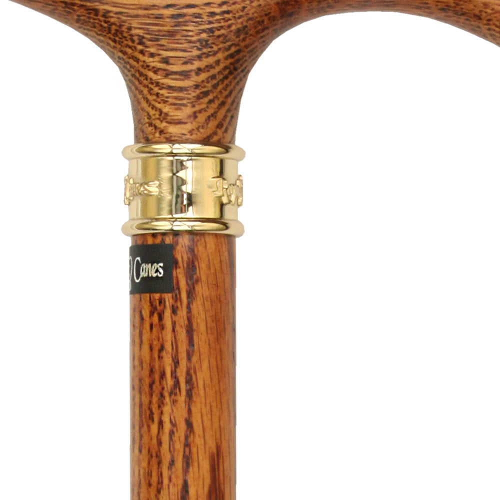 Scratch & Dent Genuine Fritz Oak Walking Cane w/ Brass Collar V1490