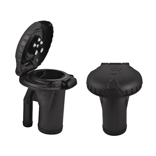 Attwood Deck Fill f/Pressure Relief Systems - Straight Body  Scalloped Black Plastic Cap [99DFPVSB1]