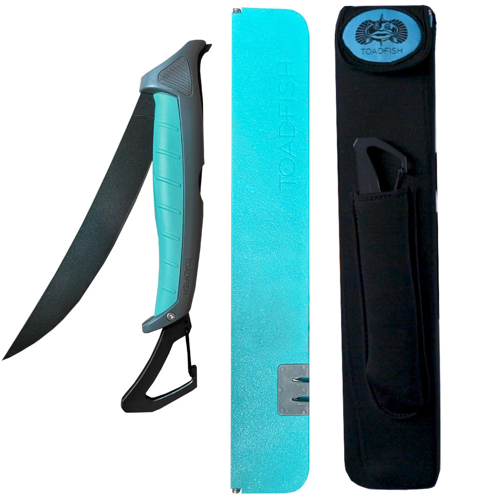 Toadfish Stowaway 8.5" Fillet Knife w/XL Folding Cutting Board  Neoprene Case [1094]