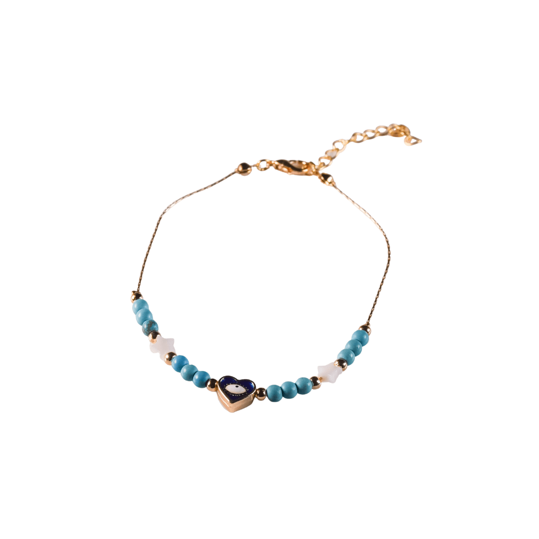 Turkuaz Heart Anklet