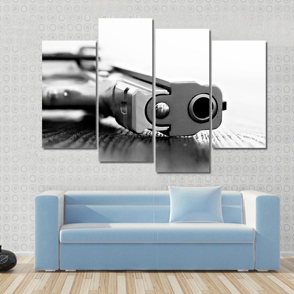 9mm Gun Canvas Wall Art-4 Pop-Gallery Wrap-50" x 32"-Tiaracle