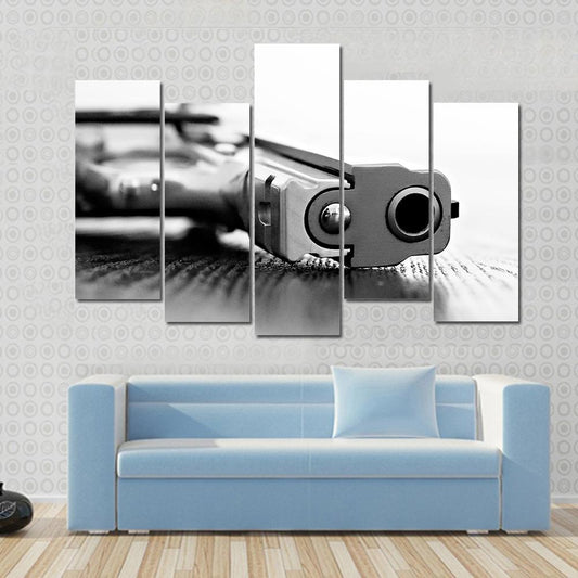 9mm Gun Canvas Wall Art-5 Pop-Gallery Wrap-47" x 32"-Tiaracle