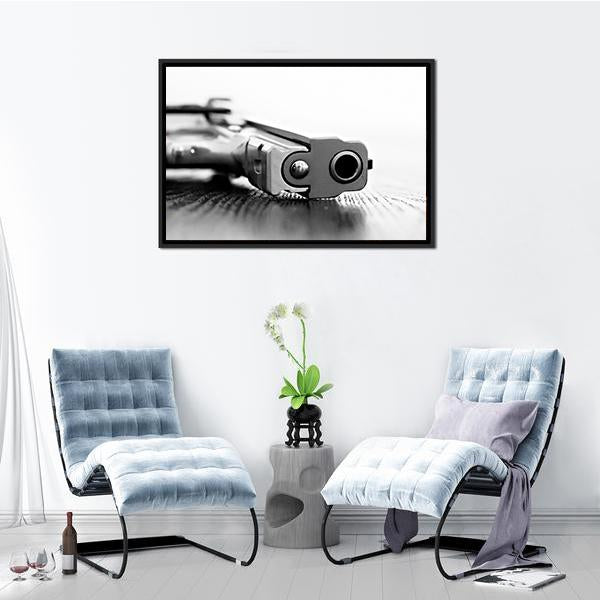 9mm Gun Canvas Wall Art-3 Horizontal-Gallery Wrap-25" x 16"-Tiaracle