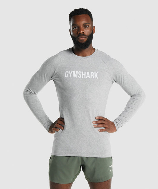 Gymshark Apollo Langarm T -Shirt - hellgraue Mergel