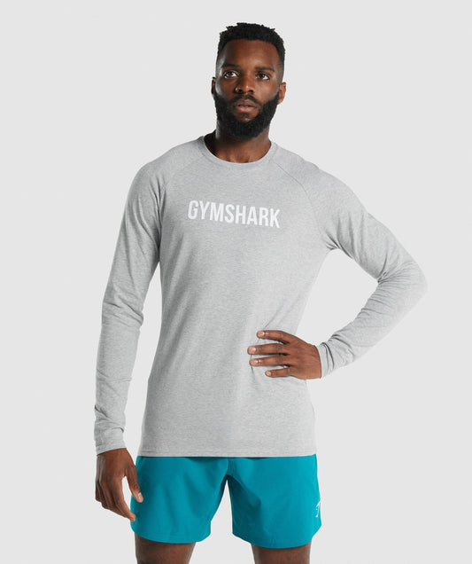 Gymshark Apollo Langarm T -Shirt - hellgraue Mergel