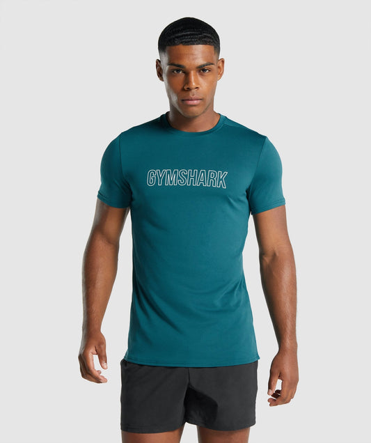 Gymshark Ankunft Grafisches T -Shirt - blaugrün