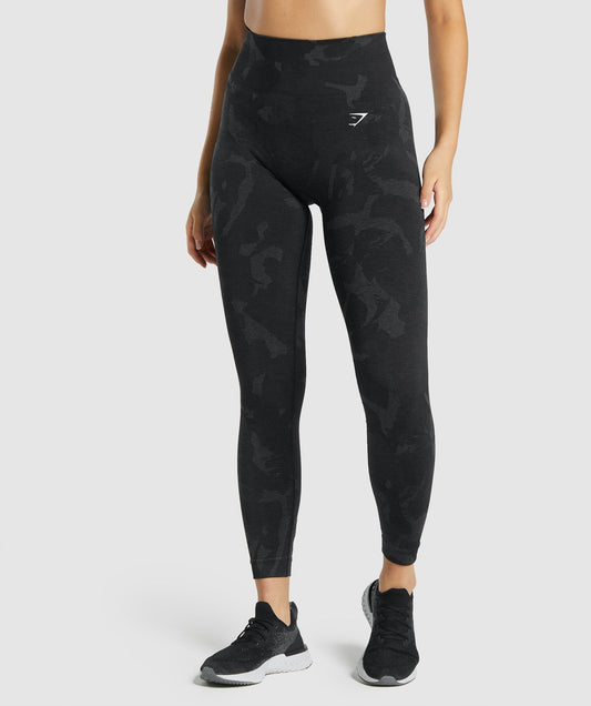Gymshark Adapt Camo nahtlose Leggings - Savanna | Schwarz