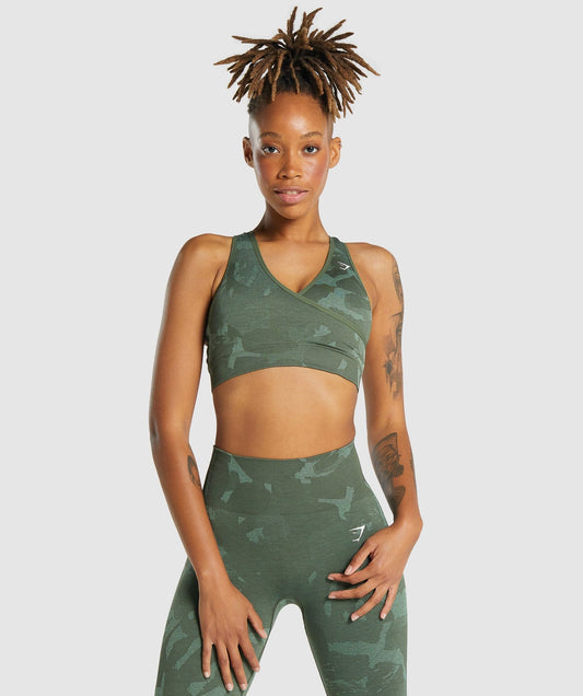 Gymshark Adapt Camo Seamless Sport BH - Savanna | Grün