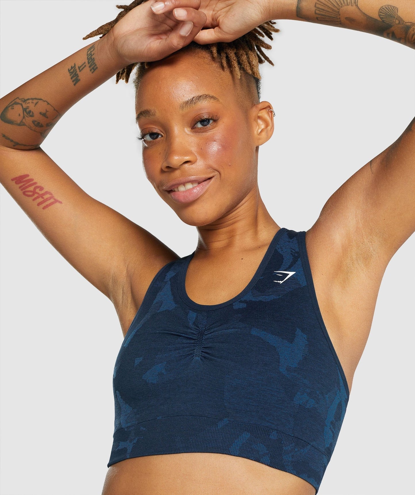Gymshark Adapt Camo Seamless Racer Back Sports BH - Savanna | Marine