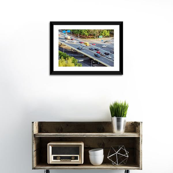 Aerial View Of Traffic Canvas Wall Art-3 Horizontal-Gallery Wrap-25" x 16"-Tiaracle