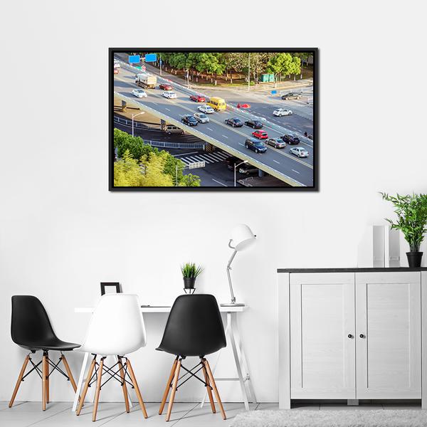 Aerial View Of Traffic Canvas Wall Art-3 Horizontal-Gallery Wrap-25" x 16"-Tiaracle