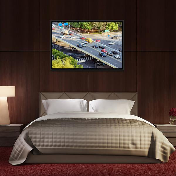 Aerial View Of Traffic Canvas Wall Art-3 Horizontal-Gallery Wrap-25" x 16"-Tiaracle