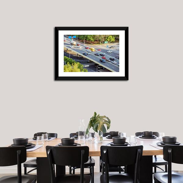 Aerial View Of Traffic Canvas Wall Art-3 Horizontal-Gallery Wrap-25" x 16"-Tiaracle