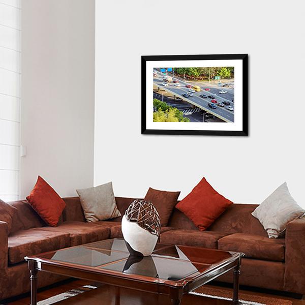 Aerial View Of Traffic Canvas Wall Art-3 Horizontal-Gallery Wrap-25" x 16"-Tiaracle