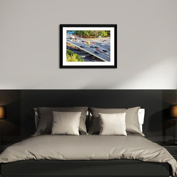 Aerial View Of Traffic Canvas Wall Art-3 Horizontal-Gallery Wrap-25" x 16"-Tiaracle