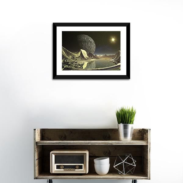 Alien Satellite City Canvas Wall Art-3 Horizontal-Gallery Wrap-25" x 16"-Tiaracle