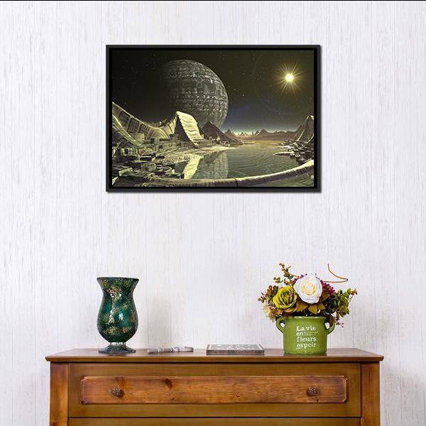 Alien Satellite City Canvas Wall Art-3 Horizontal-Gallery Wrap-25" x 16"-Tiaracle