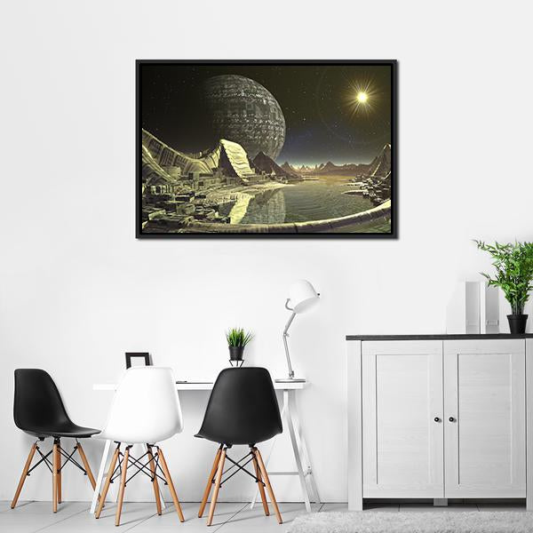 Alien Satellite City Canvas Wall Art-3 Horizontal-Gallery Wrap-25" x 16"-Tiaracle