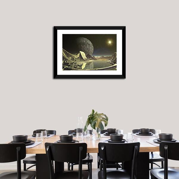 Alien Satellite City Canvas Wall Art-3 Horizontal-Gallery Wrap-25" x 16"-Tiaracle