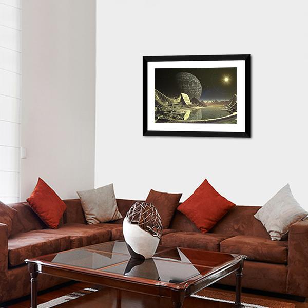 Alien Satellite City Canvas Wall Art-3 Horizontal-Gallery Wrap-25" x 16"-Tiaracle