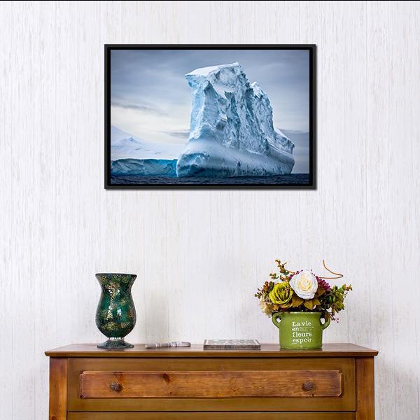 Antarctic Iceberg In The Snow Canvas Wall Art-1 Piece-Floating Frame-24" x 16"-Tiaracle