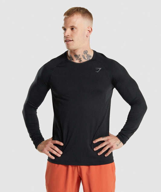 Gymshark Apex Langarm T -Shirt - Schwarz