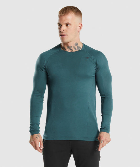 Gymshark Apex Langarm T -Shirt - blaugrün