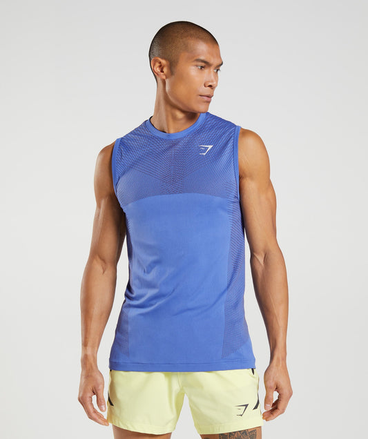 Gymshark Apex Seamless Tank - Court Blue/Onyx Grey