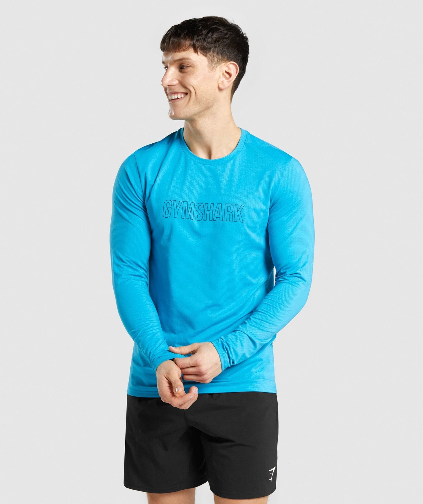 Gymshark Ankunft Grafik Langarm T -Shirt - Blau